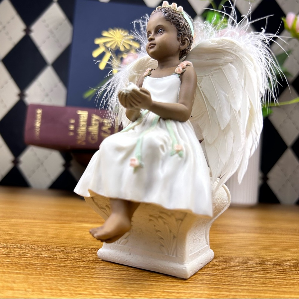 Sweet Child Angel Figurine Sculpture Nurturing Birds Home Décor Collectible Rare - Picture 3 of 12